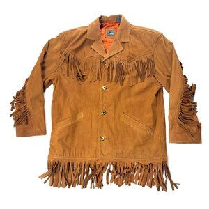Vintage Liz Wear Womens Leather Jacket Brown Sz 4 Fringe Western Lined